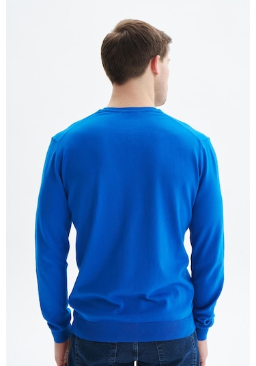 Arma Erkek Slim Fit Basic V Yaka Triko Kazak K9kro0852 Saks Mavisi