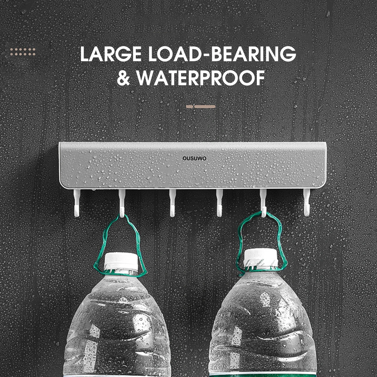 Padalink Gri Abss 6 Kanca Ve 4 Bölmeli Sürekli Taşınabilir Dürtme Açılır Duvar Takımı - 5kg Yük Dayanımı, Ev/ofis/okul Depolama Gri