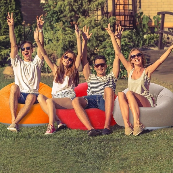 Gateesat Pembe Şişme Koltuk Pompalı - Taşınabilir Kamp Sandalyesi, Açık Kapalı Alan Pembe