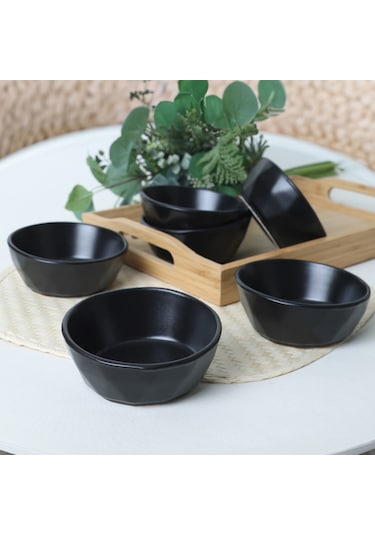 Keramika Mat Siyah Kristal Çerezlik / Sosluk 12 Cm 6 Adet 956