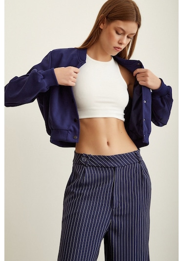 Never More Astarlı Çıt Çıtlı Mont Lacivert