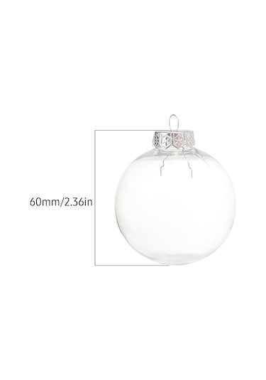 Mufunye 6cm Pe Plastik Şeffaf Doldurulabilir Top, Noel/wedding Dekorasyonu, Gümüş Kapağı, Boş Yuvarlak Ornament
