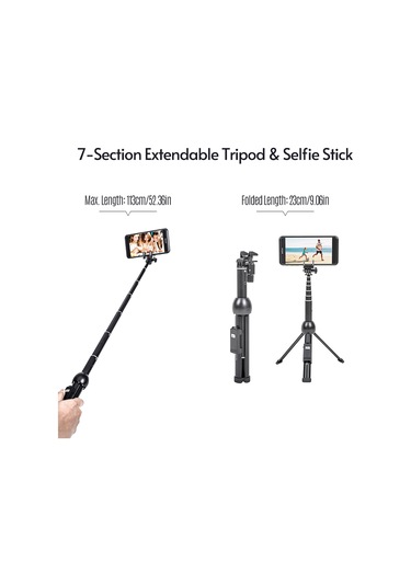 Springsun Tripod Yunteng 2'si 1 Arada Taşınabilir Katlanabilir Telefon Selfie Çubuğu Tripod 7 Bölmeli 113cm