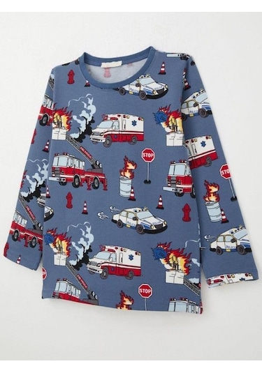 Breeze Erkek Çocuk Araba Baskılı Pijama Takım-15361 İndigo