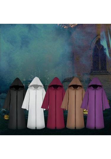 Cadılar Bayramı Kapşonlu Pelerin Unisex Çocuklar Çocuk Siyah