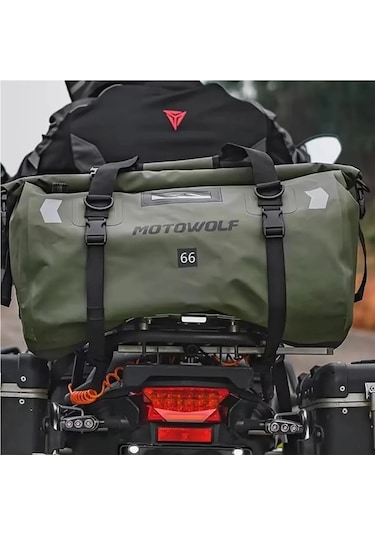 Evrensel 66l Motosiklet Su Geçirmez Kuyruk Çanta Kask Yeşil