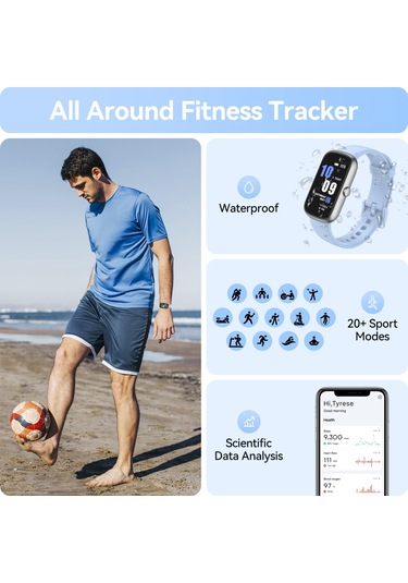 Geeroyoo JZR-GY Nabız Uyku Takipçili Ip68 Adım Kalori Sayacı Spor Aktivite Takipçisi Mavi Akıllı Saat (İthalatçı Garantili)