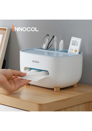 Blue-ecoco Ev Doku Kutusu Masaüstü Mutfak Peçete Tutucu Saklama Kabı Oturma Odası Ev Ofis Için Uzaktan Kumanda Doku Tutucu