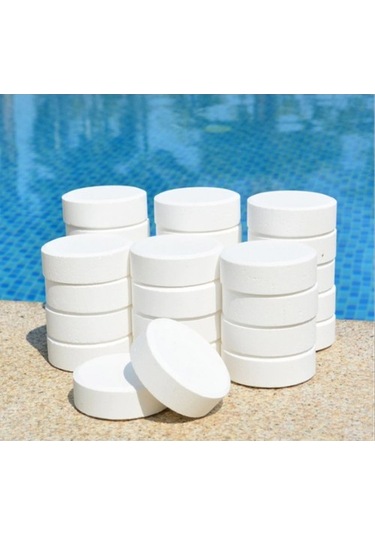 GEMAŞ 2 Adet Gemaş Tabchlor Multi 10 Kg 20 Kg %90 Tablet Klor - %90 Chlorine Multifunctional Tablets - Stabilize Triklor Tableti 200 Gr