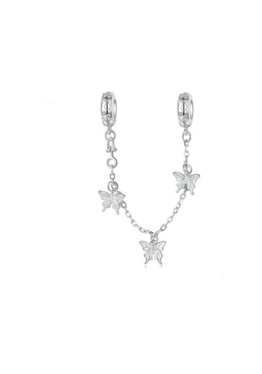 S925 Ayar Gümüş Platin Kaplama Kelebek Emniyet Zinciri Bilezik Boncuk Aksesuarları Scc2829 Çok Renkli