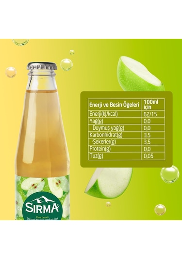 Sırma C Vitaminli Elma Aromalı Doğal Maden Suyu 200 Ml X 24 Adet