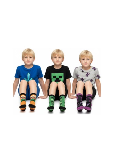 Seabubbles Minecraft Çocuk Çorap 3lü Set Set 1