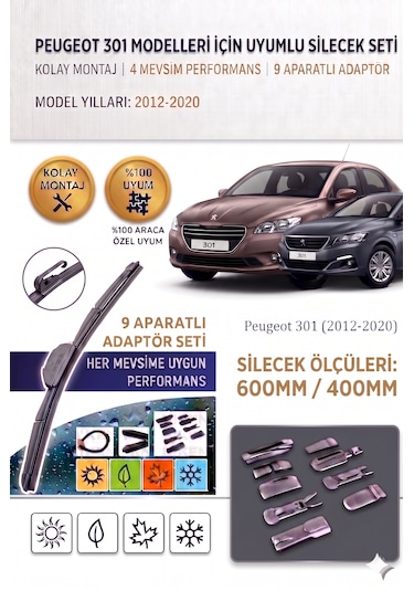 Peugeot 301 Ön Cam Silecek Takımı 2012-2020