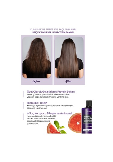 Yoğun Nemlendirici Ve Besleyici Saç Kremi Kundal Honey & Macadamia Protein Treatment Pink Grapefruit