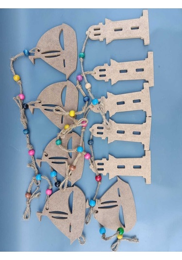 Na Neşeli Ahşap İpli Sarkaç Takımı Oda , Kapı , Duvar , Balkon , Bahçe ,yazlık Süsü. Okul Etkinlik ,ham Ahşap Boyama Model 10lusarkaçset3