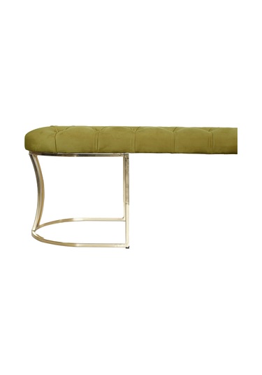 VİEGO GOLD HARDAL-Kapitoneli Model Puf&Bench&Koltuk-Oturak-Uzun Makyaj Puff-Yatak Odası Ucu&Önü