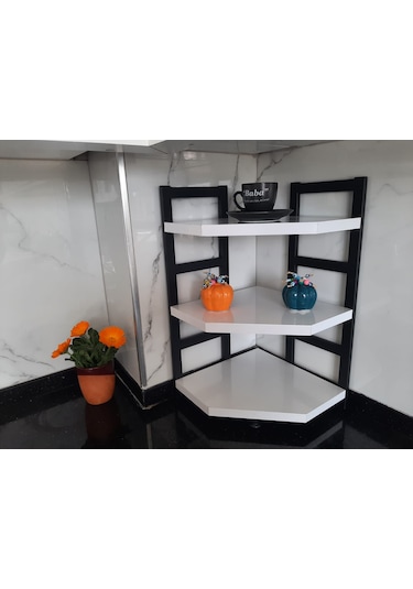Akıs Home  Üçlü Tezgah Üstü Köşe Raf Beyaz