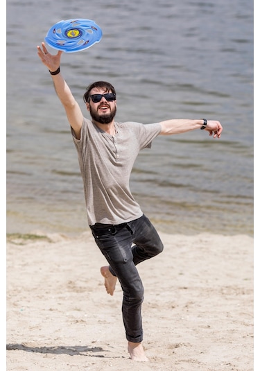 Frisbee Frizbi Fırlatma Diski Disk Atma Oyunu Çocuk Yetişkin Plaj Bahçe Oyuncak 24 cm Mavi