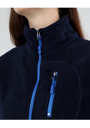 Genıus Store Store Kadın Polar Tam Fermuarlı Outdoor 3 Cepli Spor Polar Ceket Lacivert