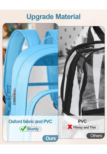 Vkemall Geniş Kapasiteli Transparan Sırt Çantası - Oxford Kumaş Ve Pvc Malzeme, Kolay Temizlenir, Okul/konser/seyahat İçin Uygun
