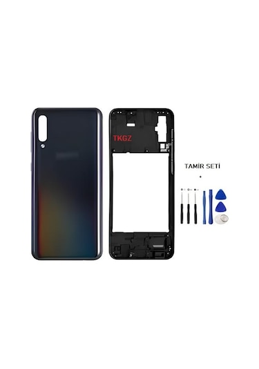 Samsung Galaxy Uyumlu A50 - Sm-a505f Full Kasa Arka Kapak Takım Siyah - Tamir Seti