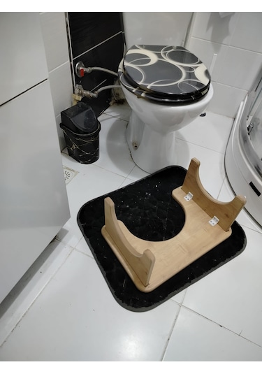 Wc Çömelme Ayak Taburesi, 45x28cm Yükseklik18 Cmbasamak Taburesi Açık Ahşap