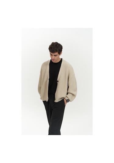 Mai Collection Mai Studios Co. Cassian Bej Erkek Triko Hırka Bej