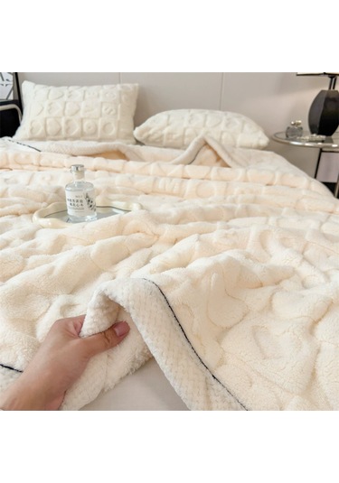 Springsun Mavi Polyester Fiber 600g Kalın İki Yönlü Kadife Battaniye - 100x150cm Ofis Yataklama K盖毯 A Sınıfı Mavi