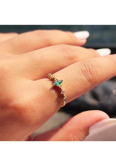 Fasekgold Mekik Taşlı Zümrüt Angola Fantezi 925 Ayar Gümüş Yüzük