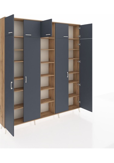 Arges Dolap 18 Raflı 9 Kapaklı 220x30x243 Çam-antrasit/çam Antrasıt/atlas Çam