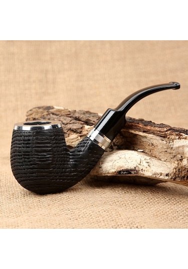 Falconetti 9 MM Metal Süslü Maun Eğik Sap Ahşap Pipo  Py54