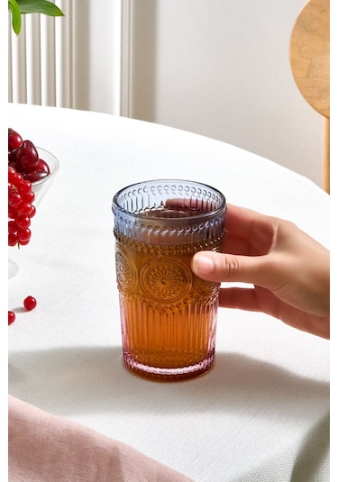 Karaca  Sunflower Meşrubat Bardağı 332 Ml Mavi Pembe