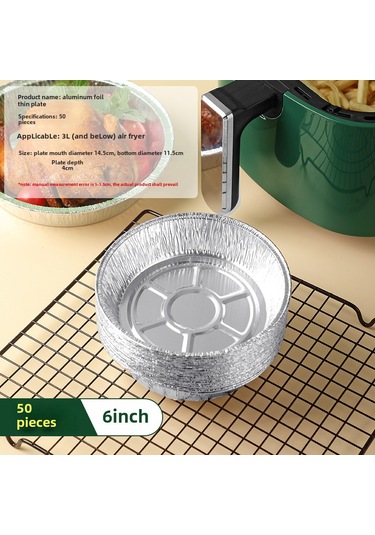 Youtek Ev Kullanıma Uygun Yağlı Yağsız Alüminyum Folyo Fırın Tepsisi, 6 İnç Derin Tabak, 50 Adet, Pişirme-grill-roasting İçin Diğer
