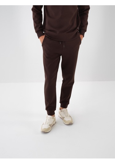 Kahverengi Pamuk Dokulu Regular Fit Sweat Pantolon 380186 Kahverengi