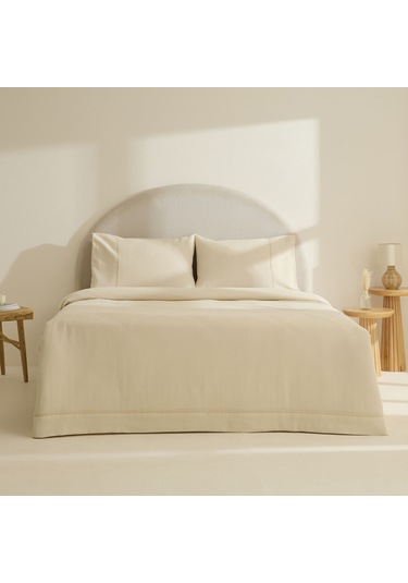 Karaca Home Elarıs Gofre Çift Kişilik Yatak Örtüsü Takımı Ekru Ekru