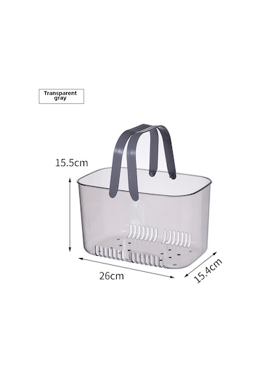 Youtek Banyo İçin Şeffaf Gri Plastik Depolama Sepeti - Büyük Kapasiteli, Süzgeçli, Taşınabilir, Yüksek Ve Kalın Tasarım, Çeşitli Gereçleri Düzenle Diğer