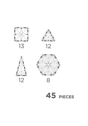 Cleverclixx Geo Pack Manyetik Bloklar, Pastel 45 Parça