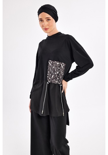 Likralı Bol Paça Tam Kapalı Tesettür Mayo 1117 Siyah01 Siyah01 Siyah