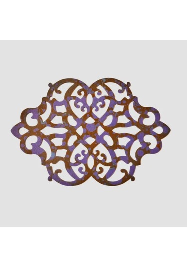 Uretti - Gülin 6449 - Ebru Sanatı İle Elde Yapılmış Lazer Kesim Keçe Supla 2li Takım 40cm - Mavi Mavi