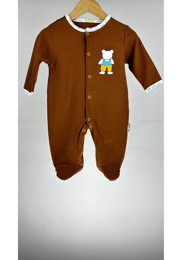 Boys Çıtçıtlı Uzun Kollu %100 Pamuklu Erkek Bebek Tulum 001