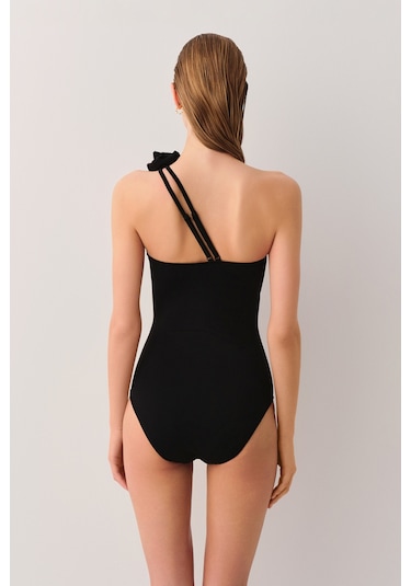 Suwen Rosa Tek Omuz Detaylı Mayo Sb25885012012 Siyah