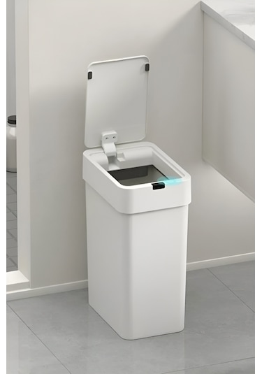 Sensörlü Otomatik Slim Çöp Kovası 9 Litre Plastik Beyaz Yerli Üretim Beyaz