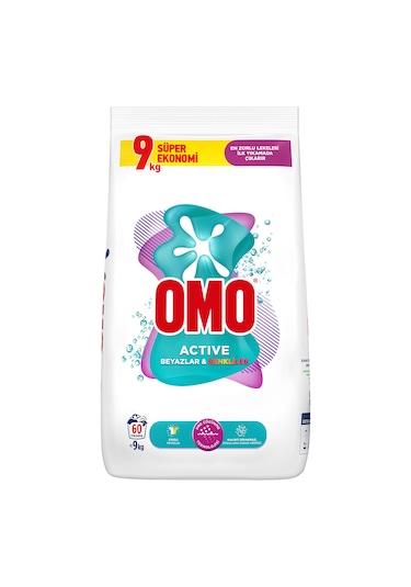 Omo Active Beyazlar & Renkliler Toz Deterjanı 9 KG