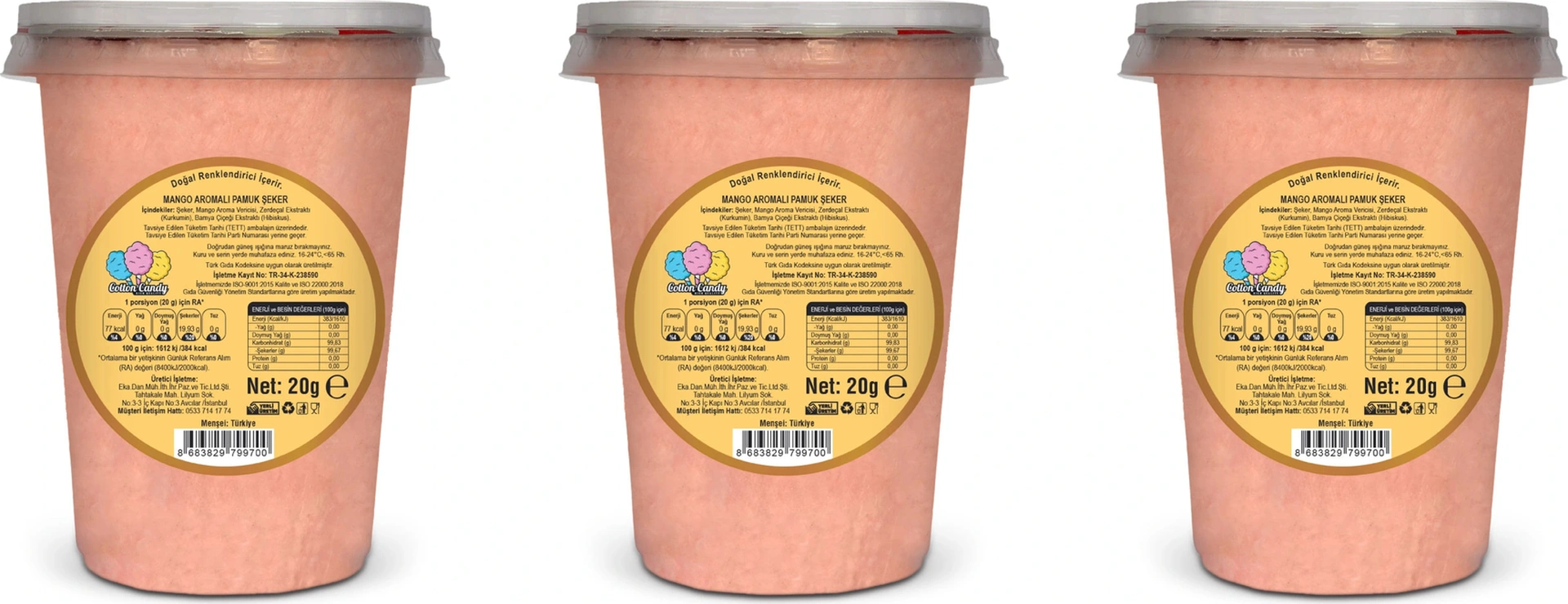 Mango Aromalı 3'lü Gurme Pamuk Şekerler