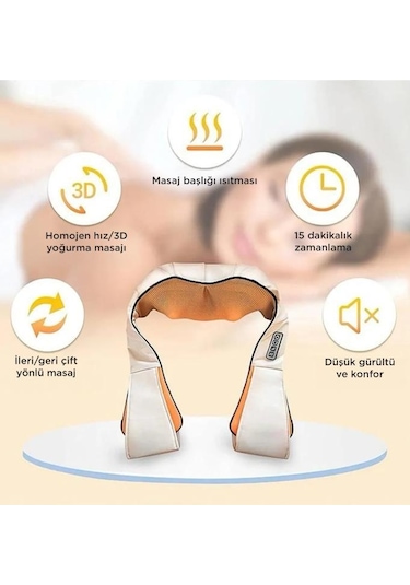 Torima Qy-666 Cream Ovmalı Isıtmalı Boyun Sırt Bel Omuz Bacak Masaj Yastığı Masaj Aleti Krem
