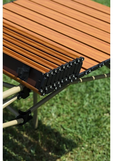 Alüminyum Kamp Masası Xxl Katlanabilir 120 55 50 Ahşap Rengi Kahverengi