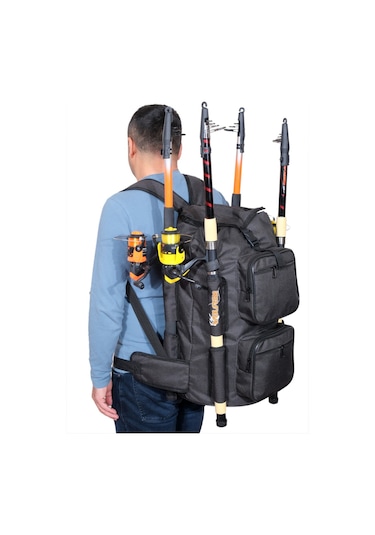 Wolfish Balıkçı Sırt Çantası Siyah 4 Olta Kapasiteli
