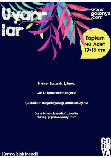 Golonya Karma Islak Mendil 90'lı 10 x 5.5 CM