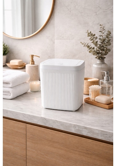Decorev Banyo Kovası 5 Lt Kare Click Kapaklı Beyaz Beyaz