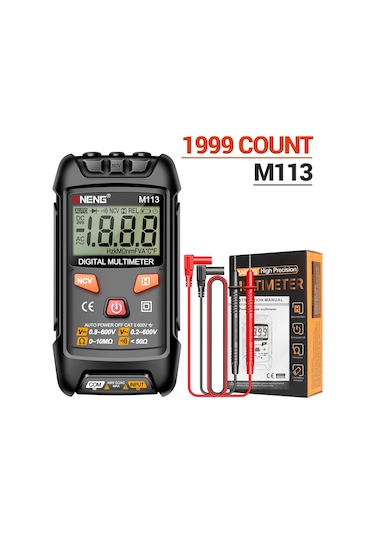 Aneng M113 1999 Sayımlar Mini Dijital Multimetre Ac / Dc Gerilim Ölçer Ohm Ncv Direnç Volt Test Cihazı Elektrik Aracı - Siyah